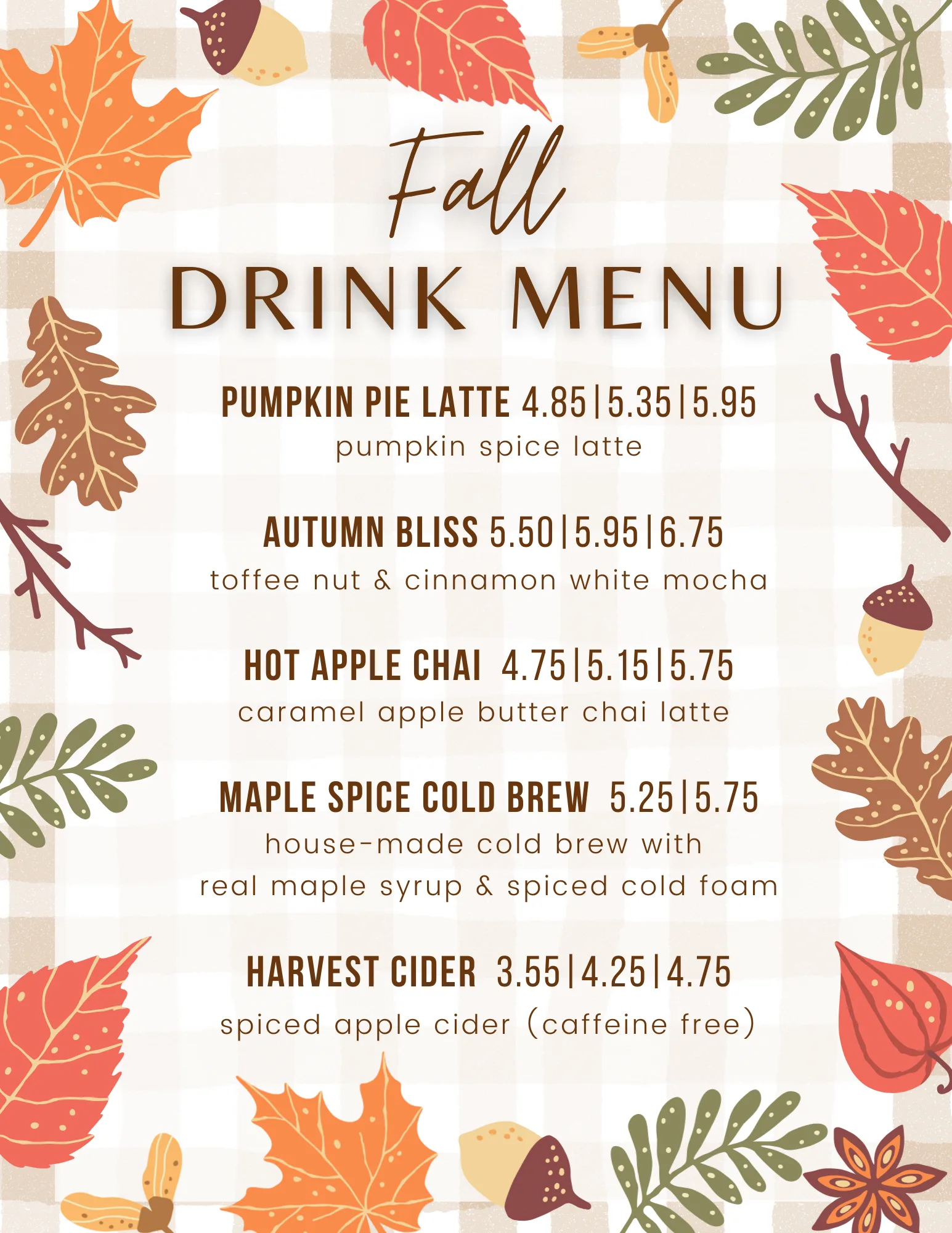 Fall Menu